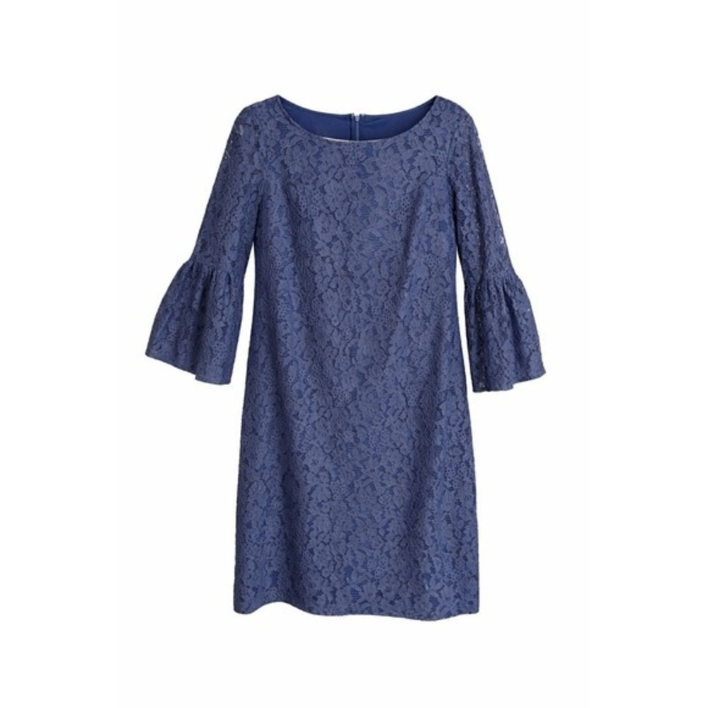 Nine West Blue Lace Bell Sleeve Dress Size 14 Romantic Feminine Sheath